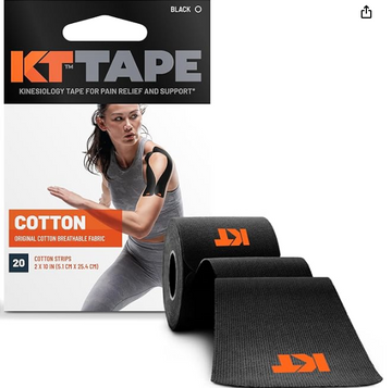 KT Tape, Original Cotton, Elastic Kinesiology Athletic Tape, 20 Count, 10” Precut Strips